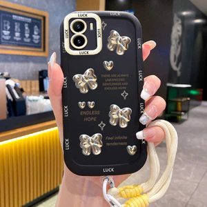 Ốp Lưng VIVO Y15S Y15A Y15C Y01 Case Bowknot nhỏ Với Lanyard