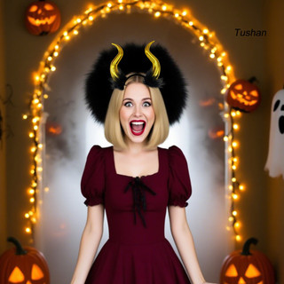 [TS] Halloween Quỷ Sừng Sang Trọng Băng Đô Cosplay Gothic Tóc Vòng Trang Phục Phụ Kiện Đảng Trang Phục Băng Đô