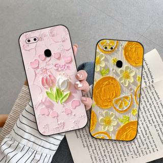 Ốp lưng Oppo A5s / A7 / F9 / A12 In hình Hoa xinh dễ thương chống sốc, mềm bảo vệ camera