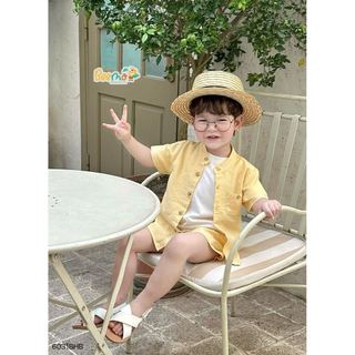 6031BHB - Bộ sơ mi Beemo cổ tàu xẻ tà size 1-6y