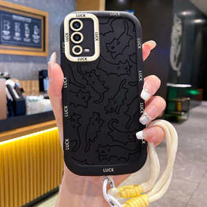 Ốp Lưng OPPO A55 4G Case Mèo Dễ thương Với Lanyard