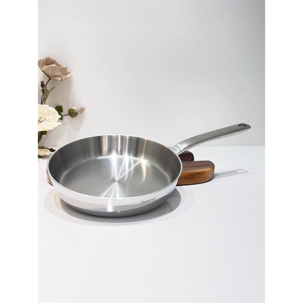 Chảo Inox 18/10 Chockmen Dáng Âu Size 20-24-28cm Dùng Được Trên Mọi Bếp C501 C502 C503