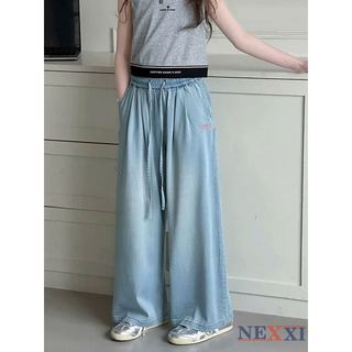 2604.21 - Quần jean giấy Nexxi dài ống suông thêu nơ bé gái size 6-10y