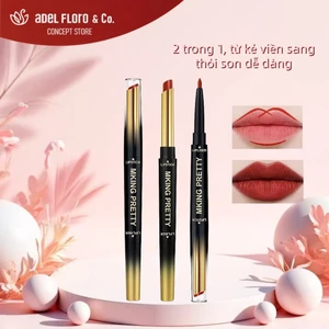 【Adel Floro &Co.】Bút 2 Đầu Kẻ Môi Và Son - Lì mượt, Vẽ viền môi, Màu lâu, Không trôi, Nâng tone da