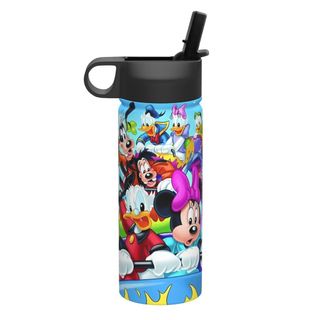 Chuột Mickeys Bình nước cách nhiệt dung tích lớn có ống hút18OZ, chai nước thể thao 500ML, du lịch, thép không gỉ