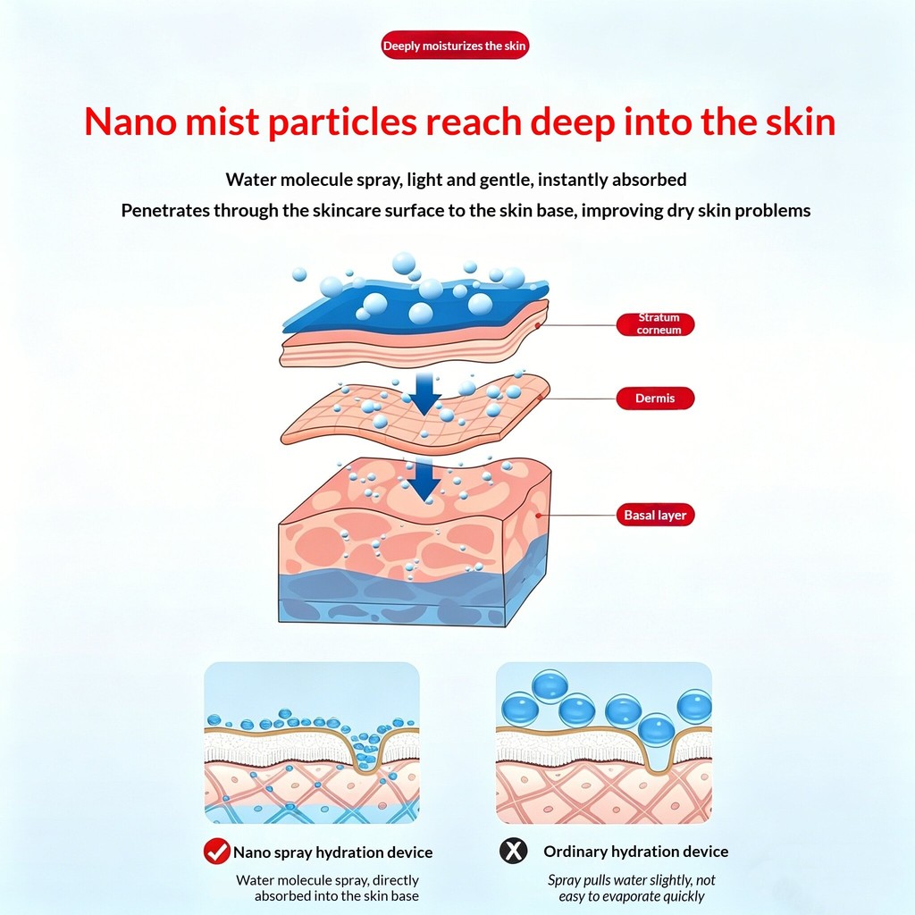 【Adel Floro &Co.】Máy Xịt Dưỡng Ẩm Mini - Sạc USB, Cầm Tay, Tạo Độ Ẩm, Dưỡng Da Mặt