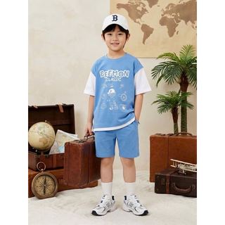 BM2604ST01 - Bộ quần áo cotton Beemon cổ tròn phối tay phối gấu size 120-170