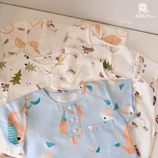 | SEUN KIDS | Bộ cộc tay bé trai bé gái đũi thô mềm nhẹ (mềm hơn sau giặt) 8 đến 35kg set mặc nhà thoáng mát thấm hút