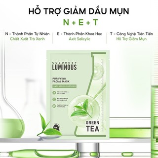 Mặt Nạ Trà Xanh COLORKEY LUMINOUS BHA Hỗ Trợ Giảm Dầu Mụn 1 Hộp 10 Miếng 25ml/miếng