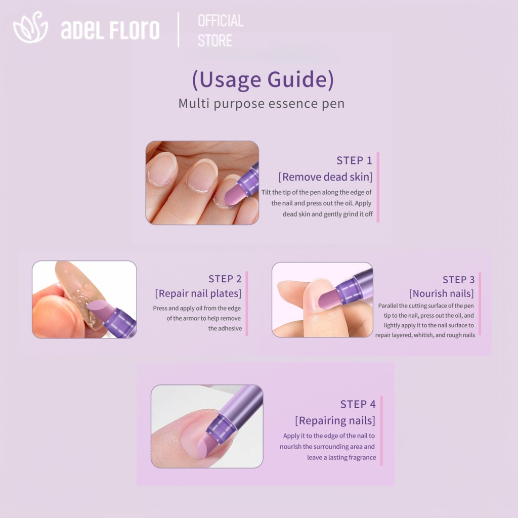 【Adel Floro】Bút Dưỡng Móng & Biểu Bì 2 Cây - Dưỡng Ẩm, Ngăn Ngừa Xước Da, Chắc Khỏe Móng, Nhỏ Gọn