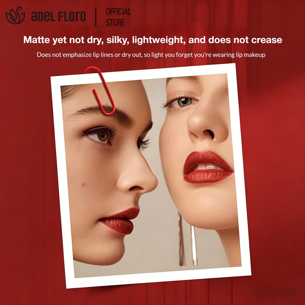【Adel Floro】Chì Kẻ Môi +Thỏi Son 2in1 -Lì mịn, Viền môi rõ nét, Bền màu, Không lem cốc, Tông da sáng