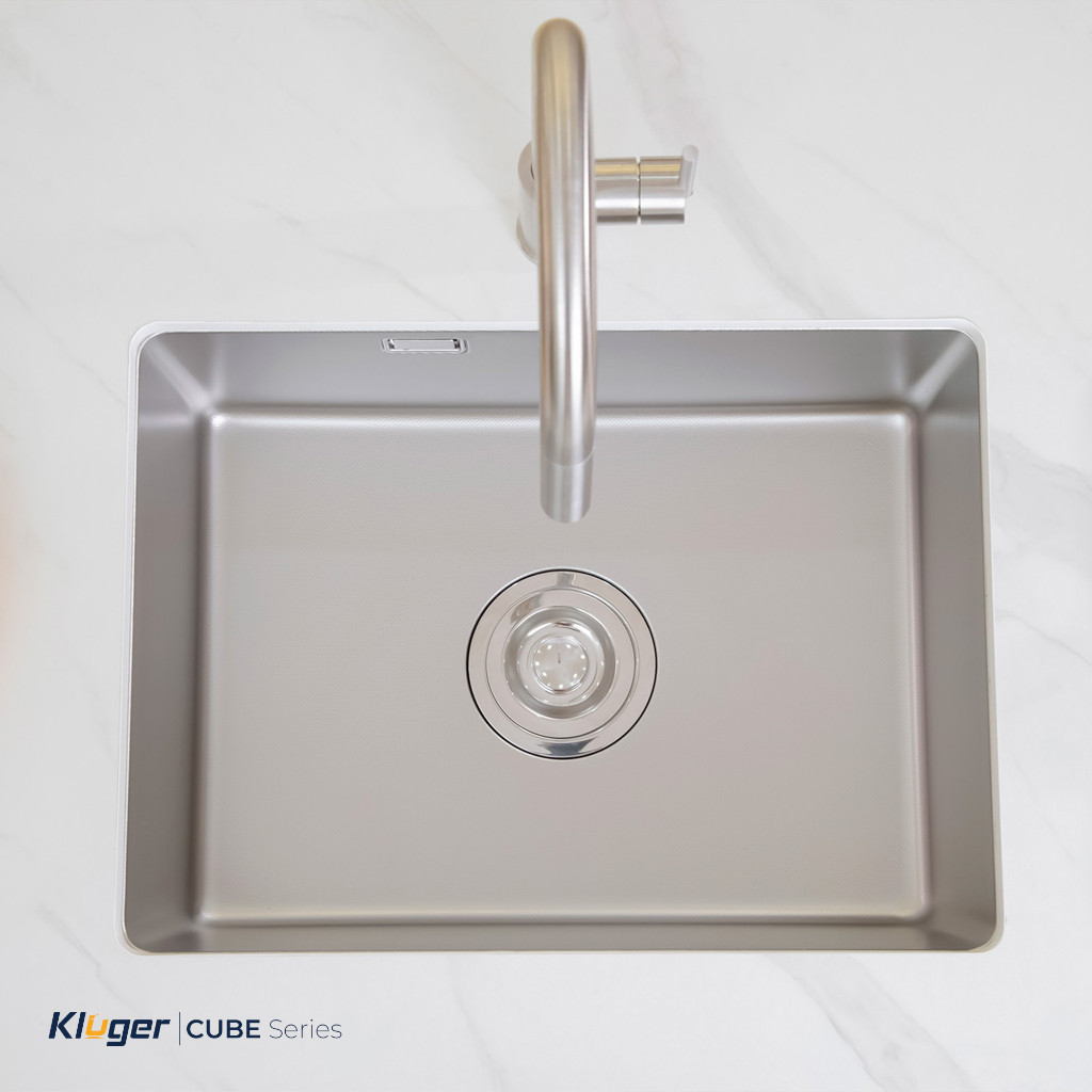 [TẶNG VÒI] Chậu rửa bát Kluger KU6045FS Basic - 1 Hố Bề Mặt LINEN, Chống Xước Chống Ồn