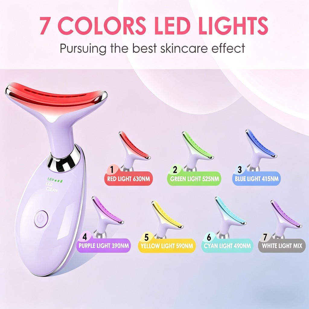 【Adel Floro &Co.】Thiết Bị Massage Cổ -Rung âm, Nóng & Lạnh, Cổng USB, 7 Màu LED, Làm Đẹp Đa Tác Dụng