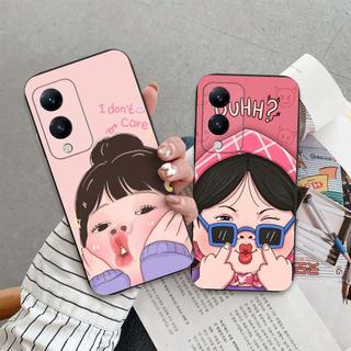 Ốp lưng Vivo Y17s In hình cô gái tinh nghịch dễ thương chống sốc, mềm bảo vệ camera