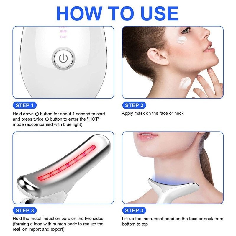 【Adel Floro &Co.】Thiết Bị Massage Cổ -Rung âm, Nóng & Lạnh, Cổng USB, 7 Màu LED, Làm Đẹp Đa Tác Dụng