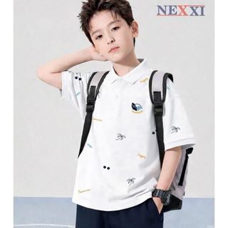 2603.81 - Áo thun Nexxi cổ bẻ họa tiết biển happy size 3-8y
