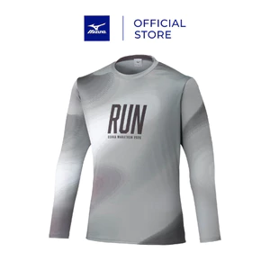 Áo Thun Dài Tay Chạy Bộ Unisex Mizuno Osaka Marathon Expo Long Sleeve Tee Xám - J2MADY5806