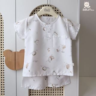 | SEUN KIDS | Bộ cộc tay bé trai bé gái đũi thô mềm nhẹ (mềm hơn sau giặt) 8 đến 35kg set mặc nhà thoáng mát thấm hút