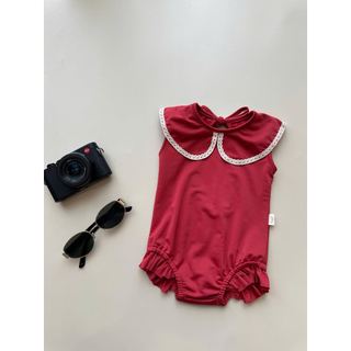 DB00035 - Bộ bơi Harifa liền thân cổ sen viền ren trơn  nhiều màu bé gái size 1-8y