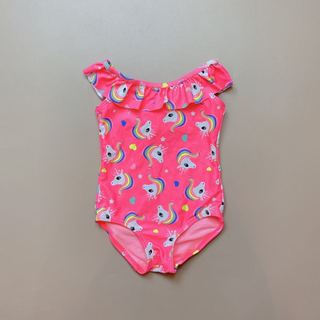 DB00022 - Bộ bơi liền màu hồng neon hình pony bèo cổ size 2 - 8y