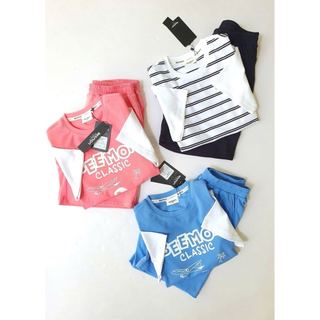 BM2604ST01 - Bộ quần áo cotton Beemon cổ tròn phối tay phối gấu size 120-170
