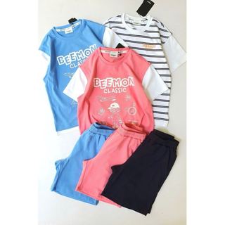 BM2604ST01 - Bộ quần áo cotton Beemon cổ tròn phối tay phối gấu size 120-170