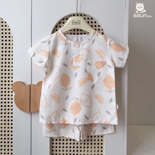 | SEUN KIDS | Bộ cộc tay bé trai bé gái đũi thô mềm nhẹ (mềm hơn sau giặt) 8 đến 35kg set mặc nhà thoáng mát thấm hút
