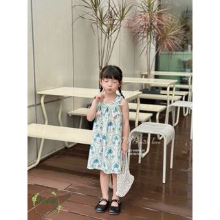 VAY19 - Váy lanh June with love cây dừa đính hoa tulip size 1 - 10y
