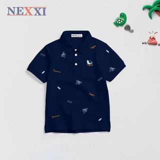 2603.82 - Áo thun Nexxi cổ bẻ họa tiết biển happy size 9-14y
