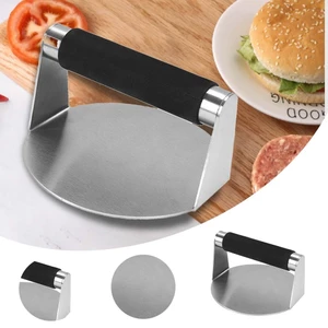 Thép không gỉ Tay Cầm Bằng Gỗ Tròn Hamburger Thịt Vuông Thịt Pie Silica Gel Tấm Thịt Đĩa Bánh