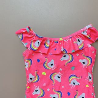 DB00022 - Bộ bơi liền màu hồng neon hình pony bèo cổ size 2 - 8y