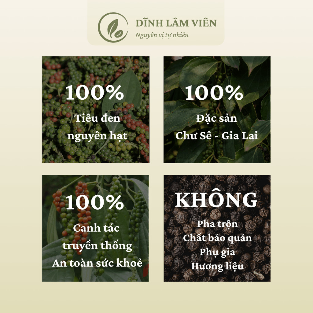 Tiêu đen Chư Sê nguyên hạt khô tự nhiên nguyên vị cay thơm 150g-1kg | Dĩnh Lâm Viên