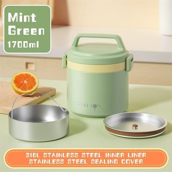 Cặp Lồng Hộp Cơm Giữ Nhiệt Inox 316 Cao Cấp, Giữ Nóng 24H, Chống Tràn OYATTON 1700ml O525