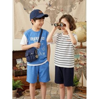 BM2604ST01 - Bộ quần áo cotton Beemon cổ tròn phối tay phối gấu size 120-170