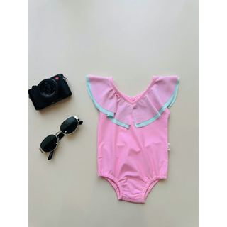 DB00033 - Bộ bơi harifa liền thân cổ V bèo nhiều màu cho bé gái size 1-6y