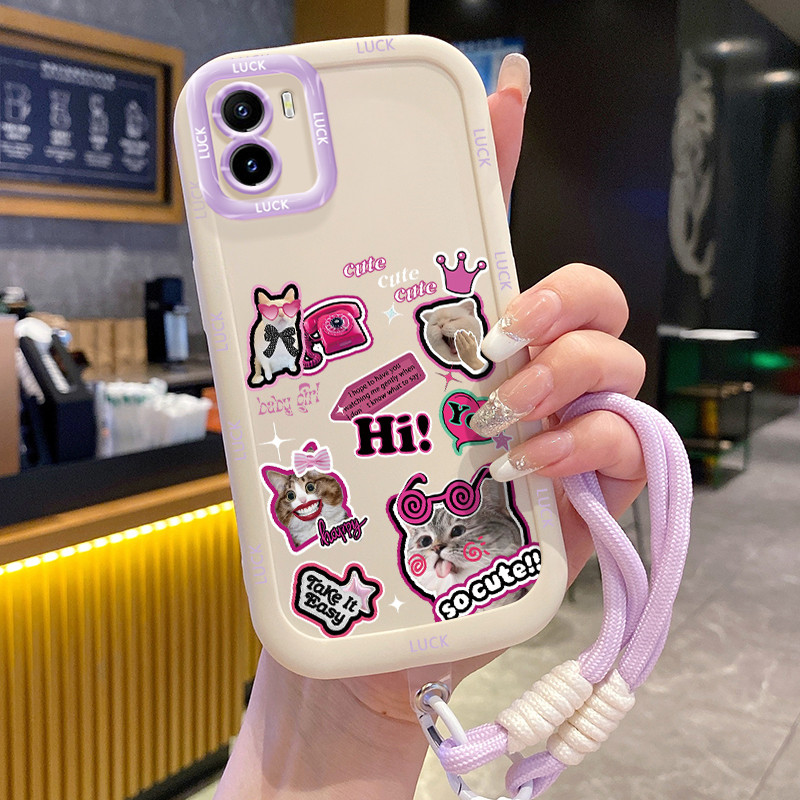 Ốp Lưng VIVO Y15S Y15A Y15C Y01 Case Mèo đáng yêu Với Lanyard