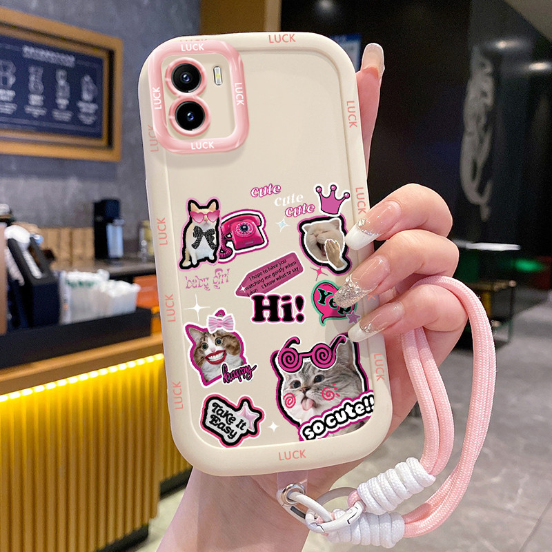 Ốp Lưng VIVO Y15S Y15A Y15C Y01 Case Mèo đáng yêu Với Lanyard