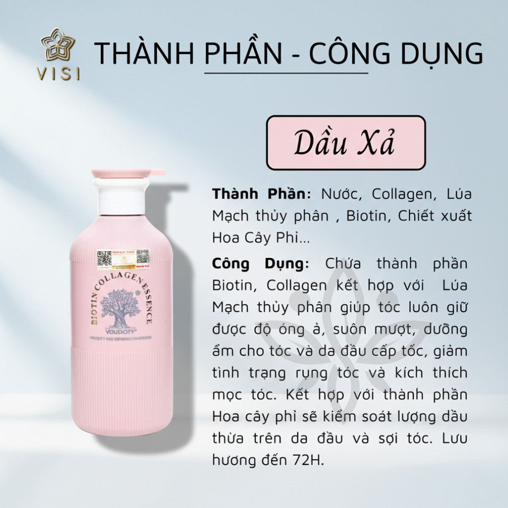 Cặp Dầu Gội Xả Biotin Voudioty Essence 500ml Giảm Rụng Tóc, Hỗ Trợ Mọc Tóc, Ngăn Gàu, Kiềm Dầu