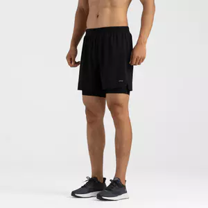 Quần short chạy bộ nam 2 trong 1 DECATHLON Kiprun Run 500 Comfort đen mã 8830914