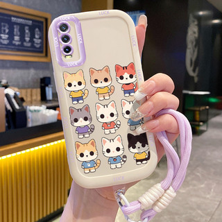 Ốp Lưng VIVO Y20 Y20i Y20s Y20A Y20G Y12A Y12S Y11s Case Mèo Dễ thương Với Lanyard