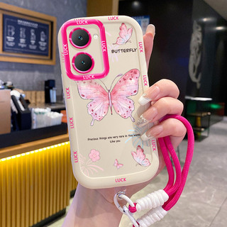 Ốp Lưng VIVO Y03 Y03T Y18 Y18E Y18I Y18T Y28s 5G Y37 5G Case Bướm đáng yêu Với Lanyard