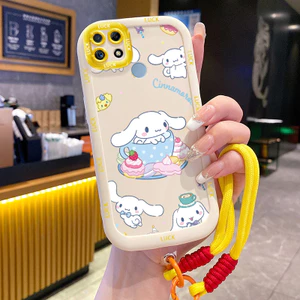 Ốp Lưng Realme C12 C15 C25 C25s C21Y C25Y Narzo 20 Narzo 30A Narzo 50A Case Động vật nhỏ Với Lanyard