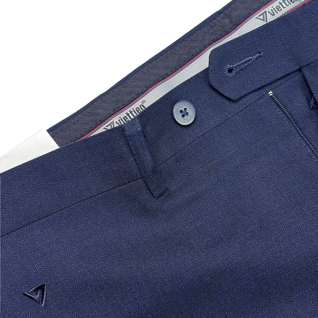 VIETTIEN SALE - Quần Tây Việt Tiến, Màu Xanh Navy, Họa Tiết Trơn, Form Regular Fit Không Ly