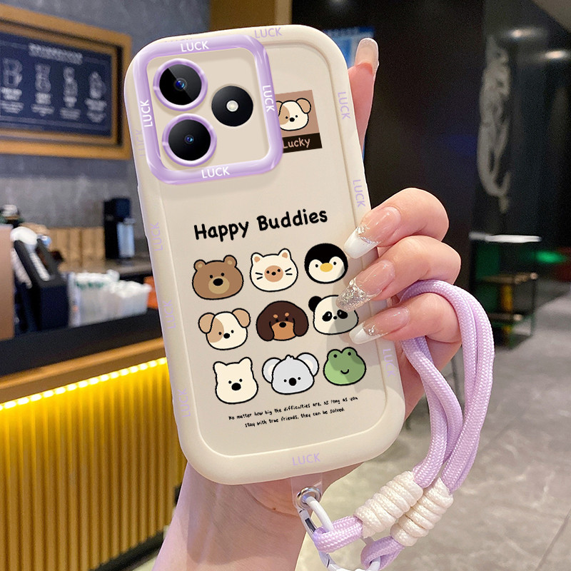 Ốp Lưng Realme C53 C51 C51s C35 Note 50 Narzo N53 Narzo 50A Prime  Case Hoạt hình Với Lanyard