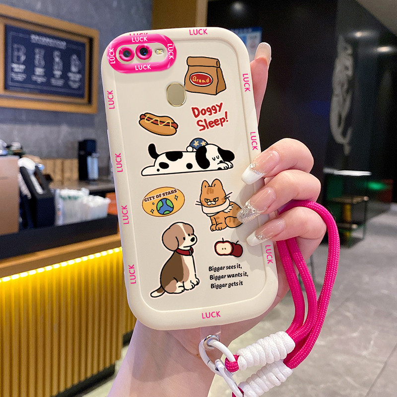 Ốp Lưng OPPO A7 A5s A12 A12s A11K Case Động vật nhỏ Với Lanyard
