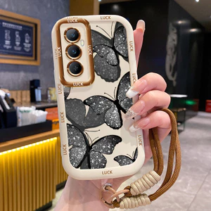 Ốp Lưng Realme C65 Case Vẽ Bướm nhỏ Với Lanyard