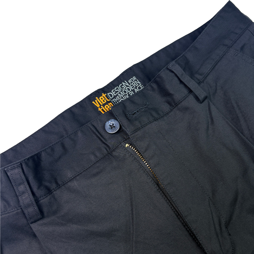 VIETTIEN SALE - Quần Kaki Việt Tiến, Màu Đen, Họa Tiết Trơn, Form Regular Có Ly