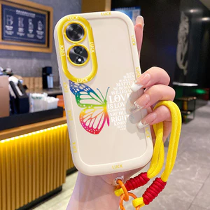 Ốp Lưng OPPO A60 4G Case Bướm màu Với Lanyard