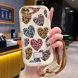 Ốp Lưng OPPO A5 A3s A12E Realme C1Case Dâu tây Vỏ mềm Với Lanyard