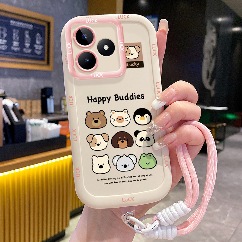 Ốp Lưng Realme C53 C51 C51s C35 Note 50 Narzo N53 Narzo 50A Prime  Case Hoạt hình Với Lanyard